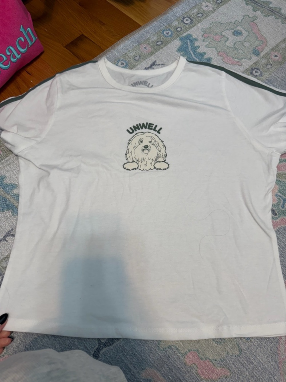 Unwell White Tee with Dog Graphic